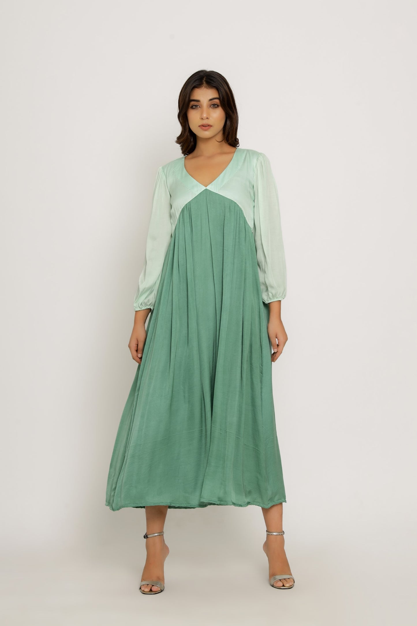 Teal-Tea Green Maxi Dress