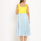 Yellow-Ice Blue Midi Dress