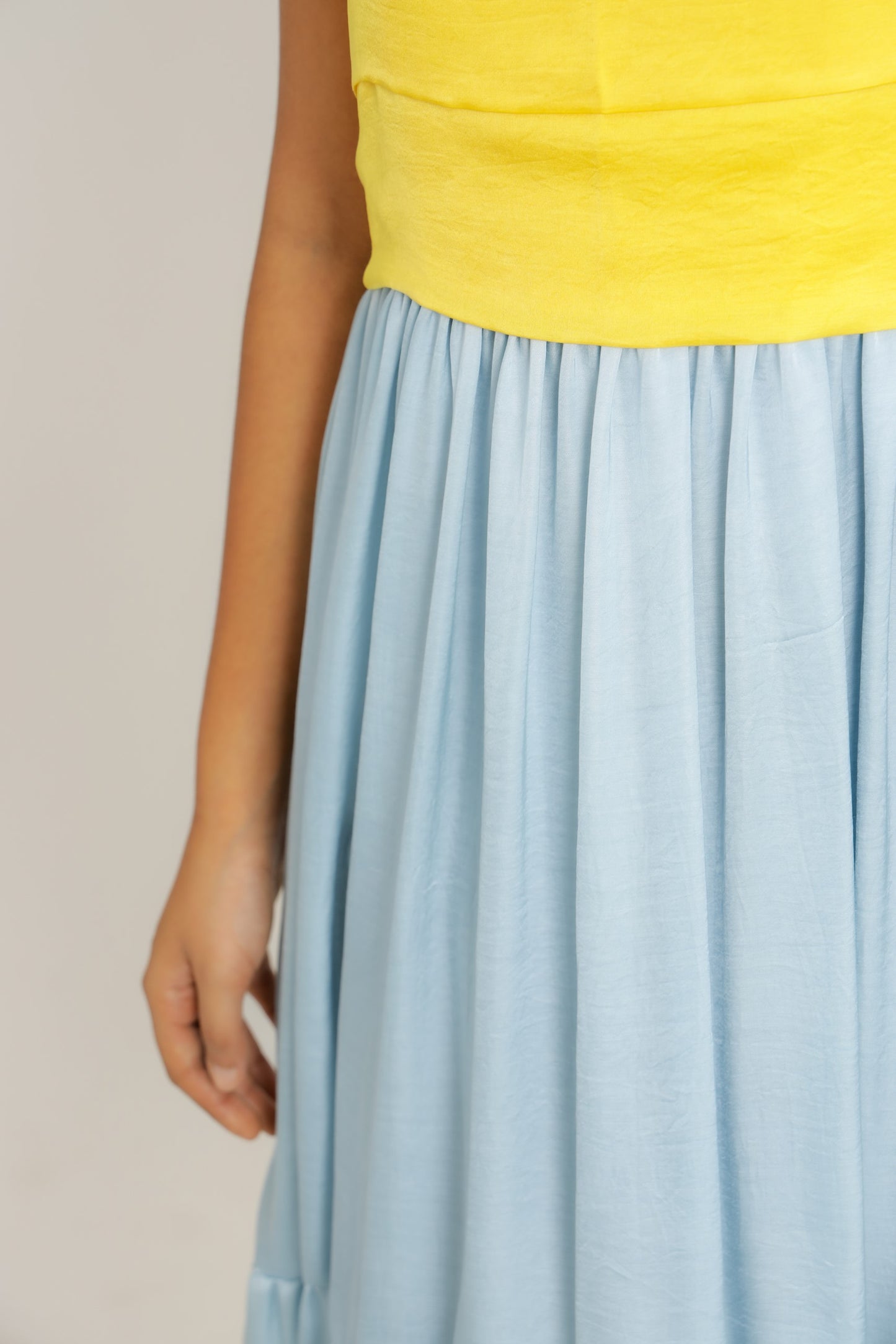 Yellow-Ice Blue Midi Dress