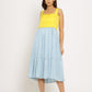 Yellow-Ice Blue Midi Dress