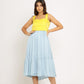Yellow-Ice Blue Midi Dress