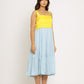 Yellow-Ice Blue Midi Dress
