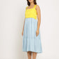 Yellow-Ice Blue Midi Dress