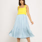 Yellow-Ice Blue Midi Dress