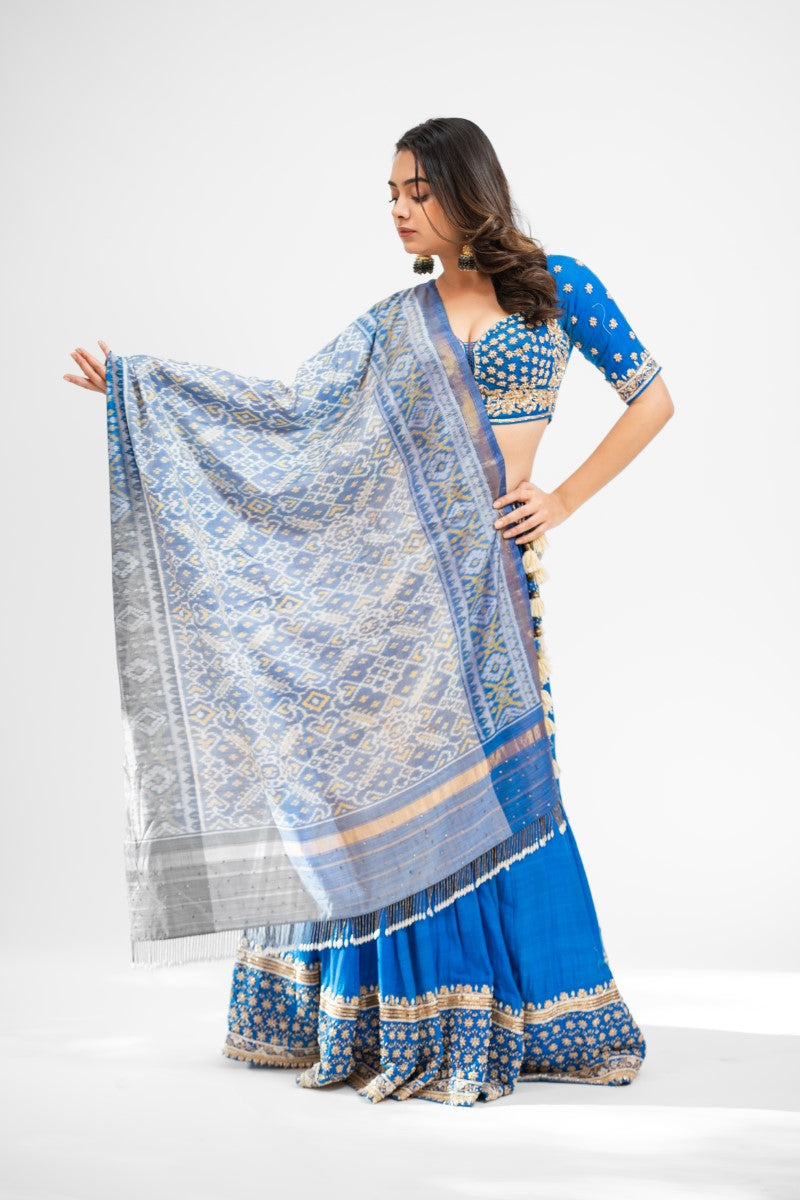 French blue hand embroidered lehenga set