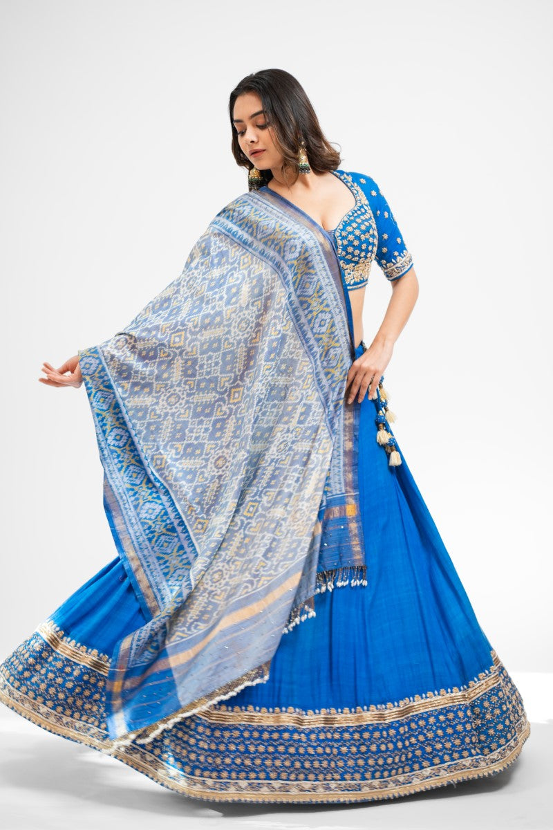 French blue hand embroidered lehenga set