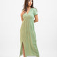 Green crochet slit dress