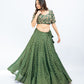 Bottle green brocade lehenga set