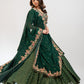 Bottle green brocade lehenga set