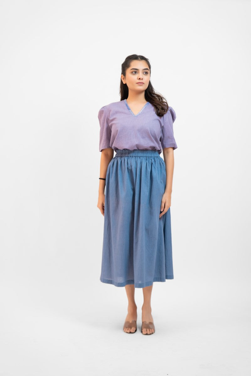 Lavender gathered top-skirt set