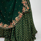 Bottle green brocade lehenga set