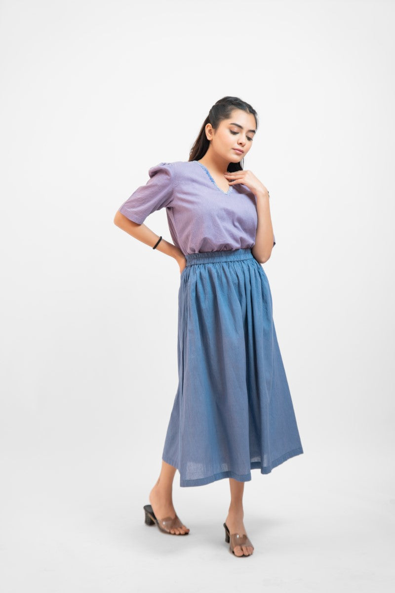 Lavender gathered top-skirt set