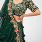 Bottle green brocade lehenga set