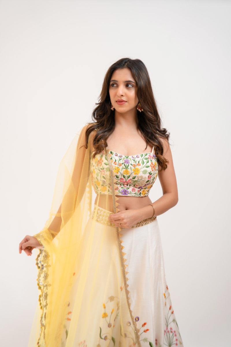 White embroidered lehenga set