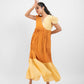 Apricot yellow gathered dress