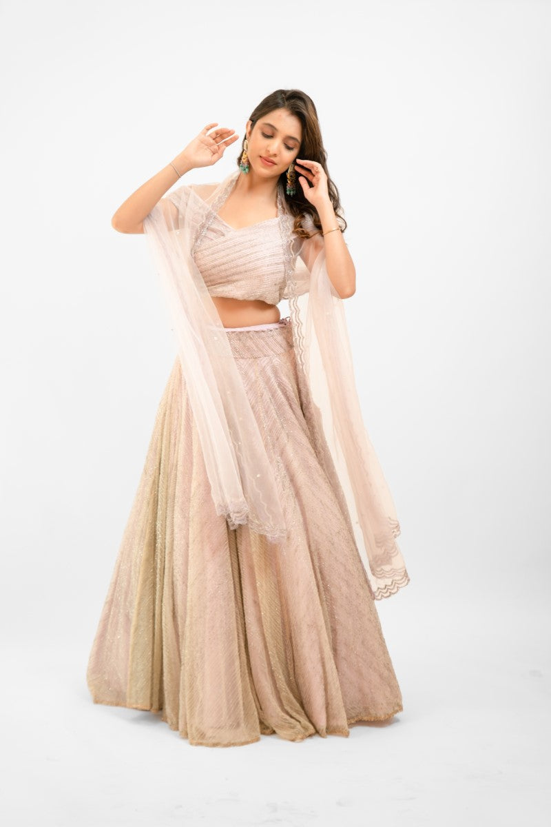 Pastel pink embroidered lehenga set