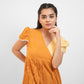 Apricot yellow gathered dress