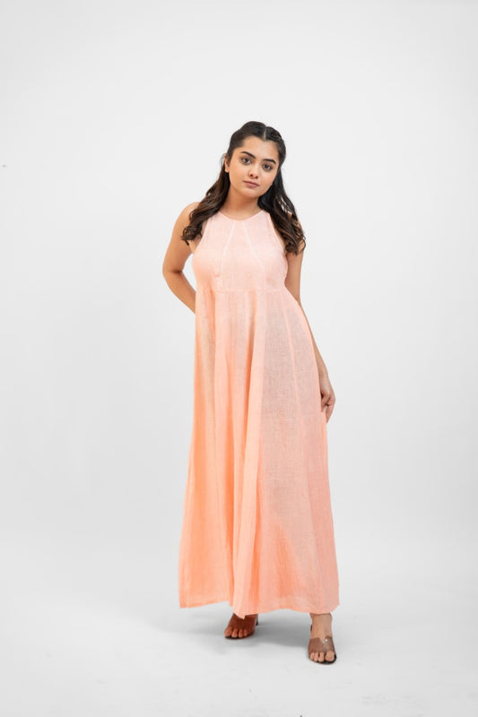 Peach linen cotton dress