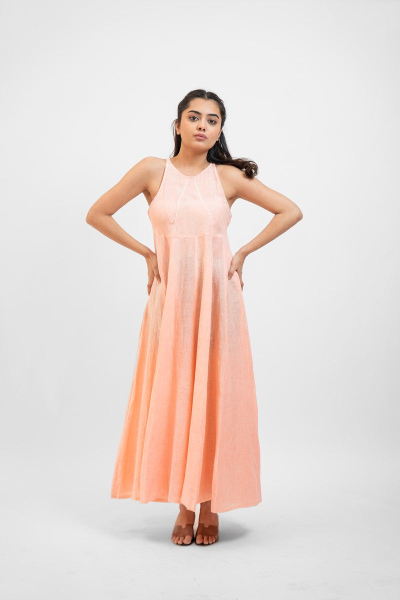 Peach linen cotton dress