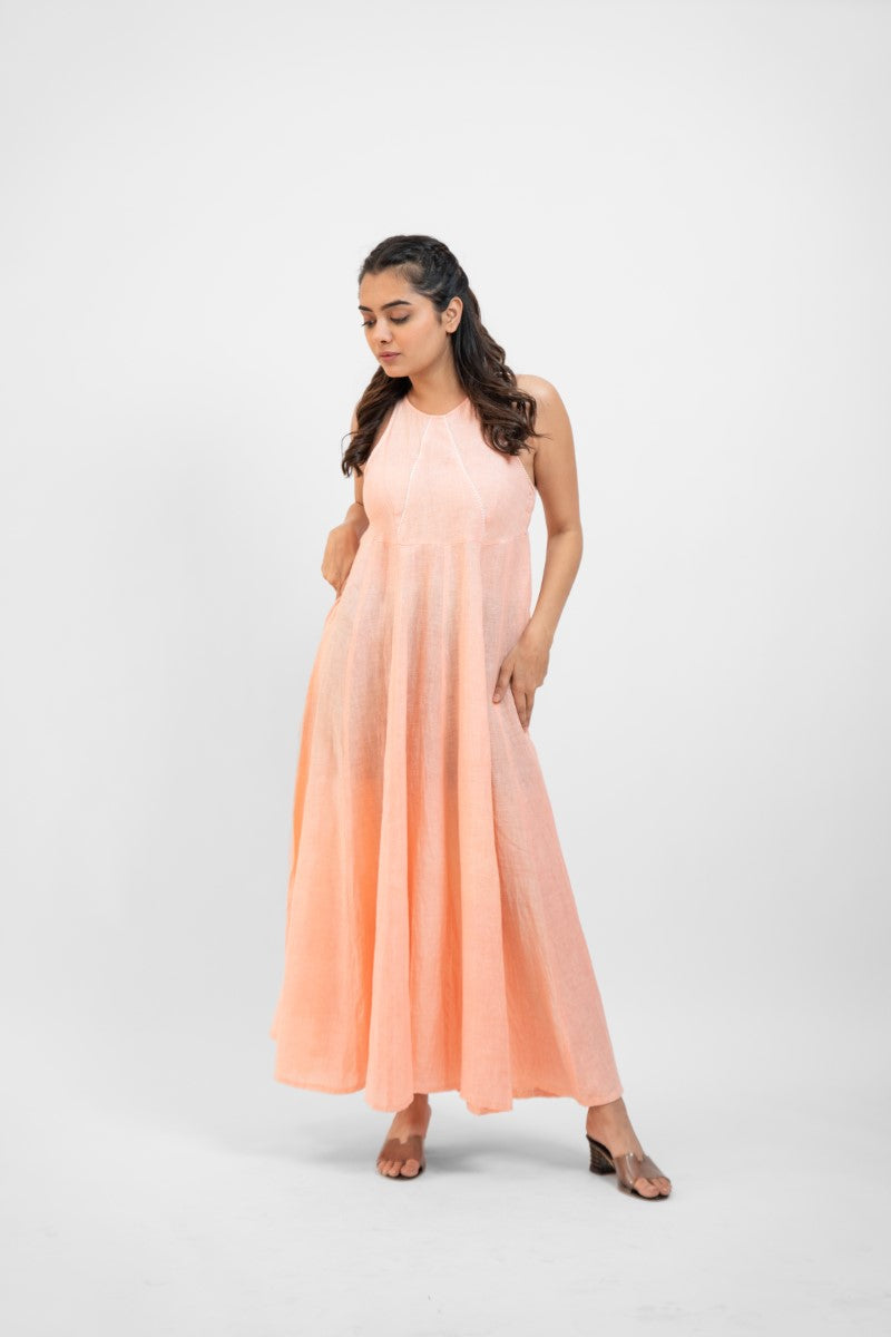 Peach linen cotton dress