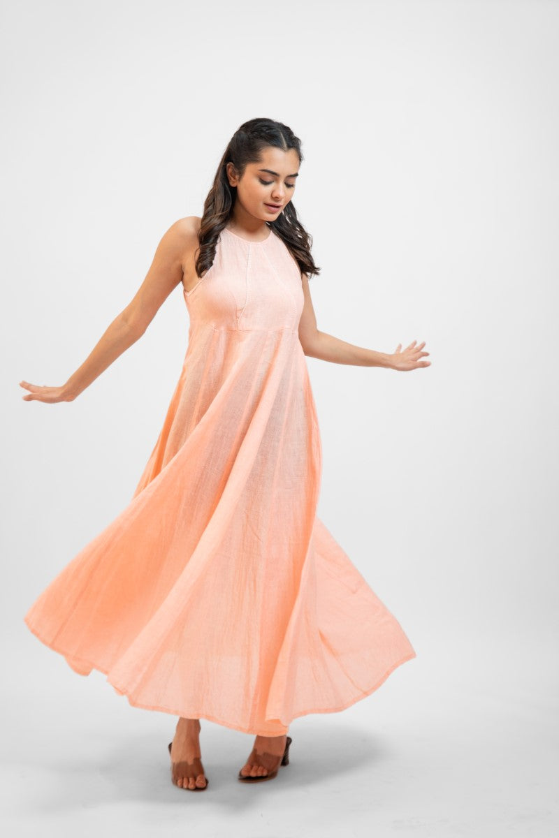 Peach linen cotton dress