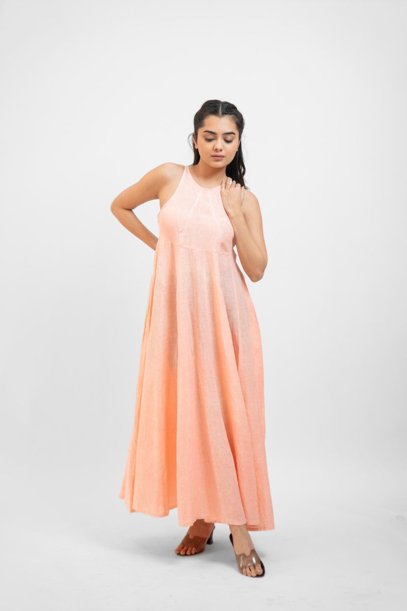 Peach linen cotton dress