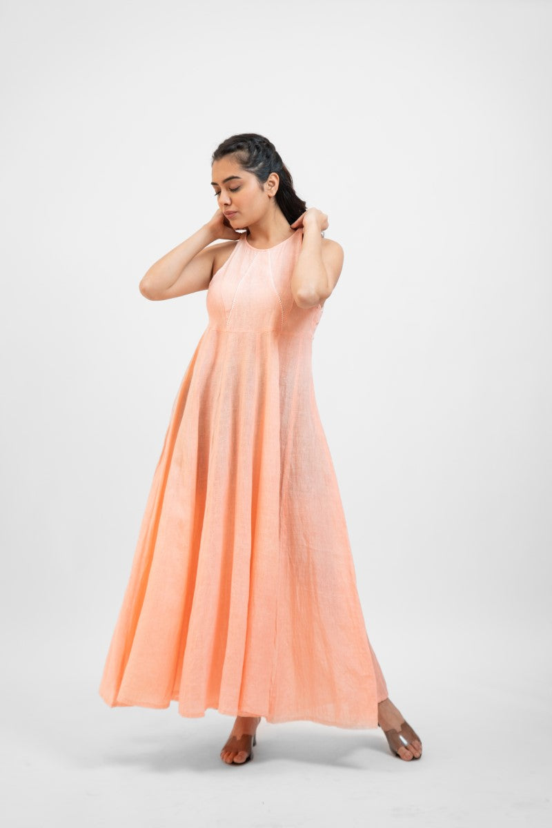 Peach linen cotton dress