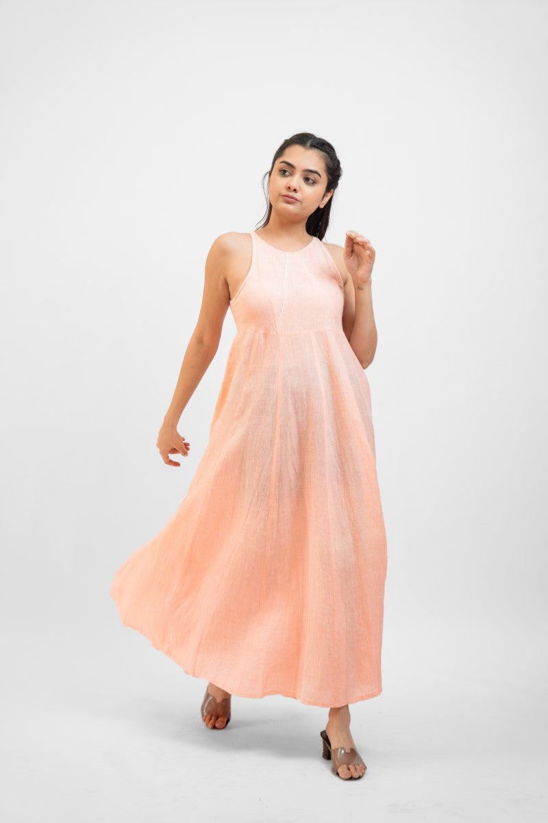 Peach linen cotton dress