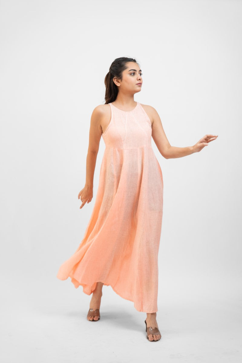 Peach linen cotton dress