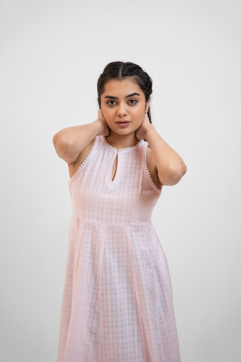 Baby pink checkered dress