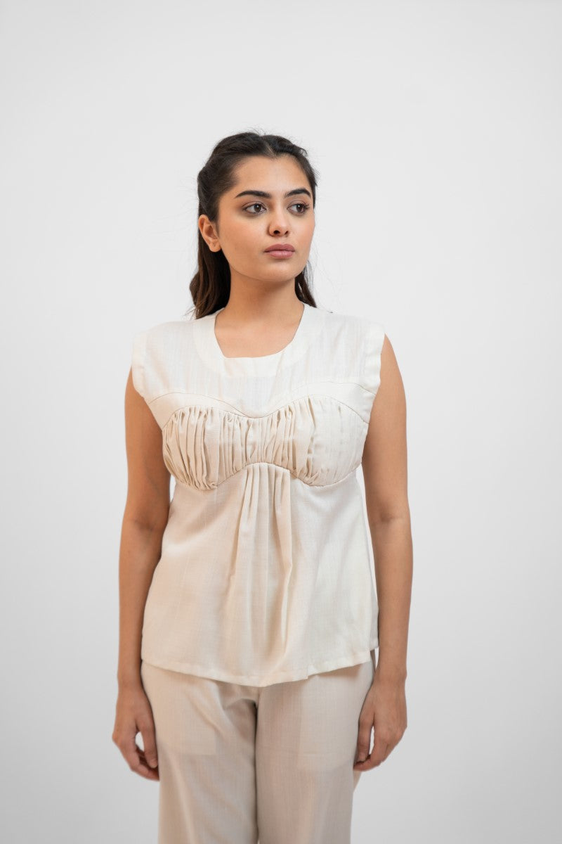 Off white pleated top