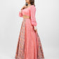 Pink printed lehenga with pearl work blouse