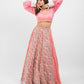 Pink printed lehenga with pearl work blouse