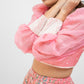 Pink printed lehenga with pearl work blouse