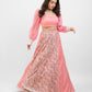 Pink printed lehenga with pearl work blouse