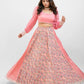 Pink printed lehenga with pearl work blouse