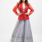 Powder blue printed lehenga set with Jacket