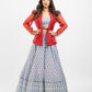 Powder blue printed lehenga set with Jacket