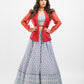 Powder blue printed lehenga set with Jacket
