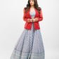 Powder blue printed lehenga set with Jacket