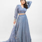 Greyish blue embroidered lehenga