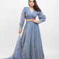 Greyish blue embroidered lehenga