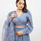Greyish blue embroidered lehenga