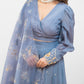 Greyish blue embroidered lehenga