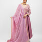 Onion pink embroidered Anarkali set