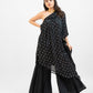 Black embroidered one shoulder top with sharara