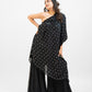 Black embroidered one shoulder top with sharara