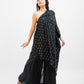 Black embroidered one shoulder top with sharara