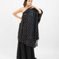 Black embroidered one shoulder top with sharara