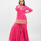 Pink matka silk embroidered gharara set
